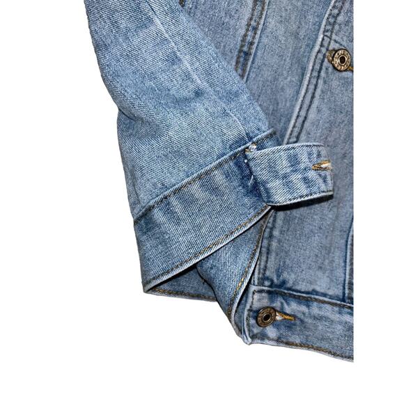 Judy Bridal Denim Jacket Distressed Blue Jeans Size Medium - Picture 3 of 10